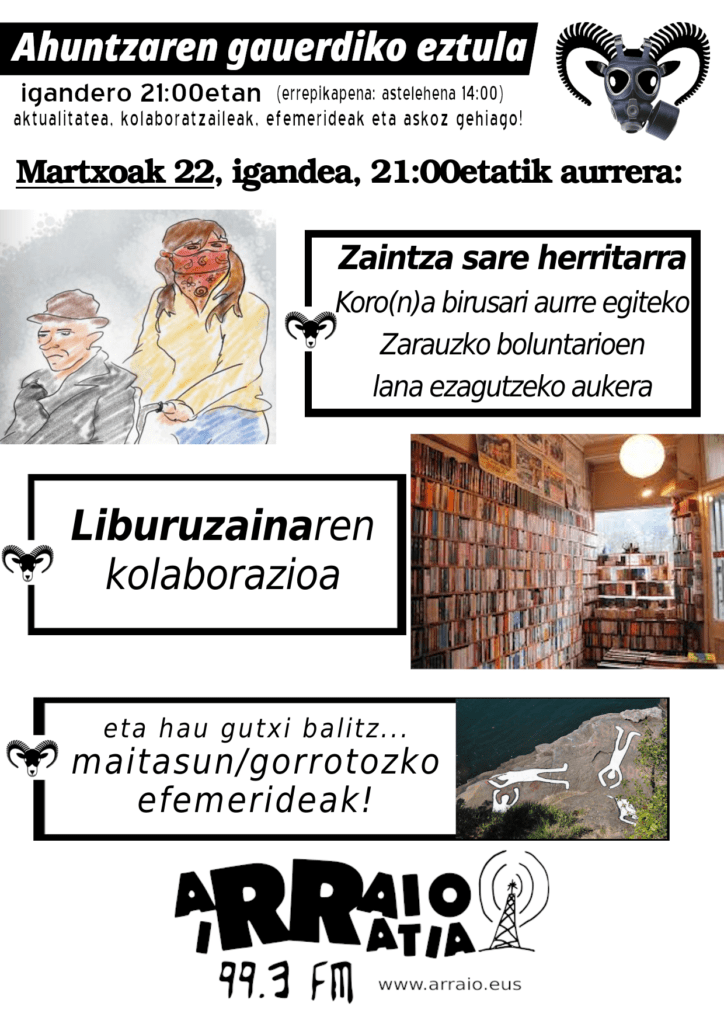 AHUNTZAREN GAUERDIKO EZTULA: Ahuntzaren gauerdiko (maskarilla) eztula igande honetan, ZUZENEAN geure etxeetatik!!!