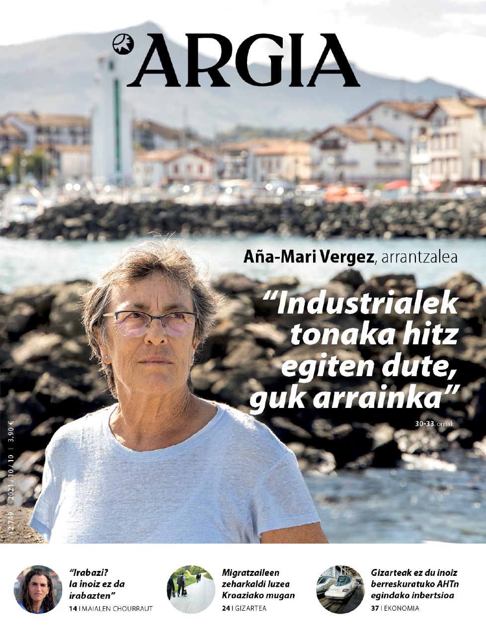 ARGIA AURRERAPENA | Aña-Mari Vergez arrantzaleari egindako elkarrizketa, Muga jaialdia  eta ‘Kroazia azken muga’ erreportajea