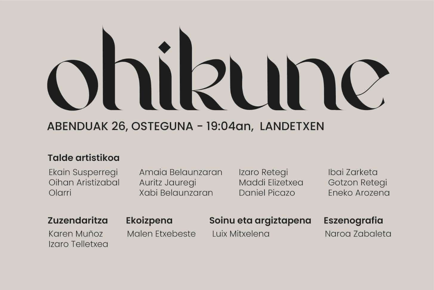 Izaro eta Karen · “Ohikune”