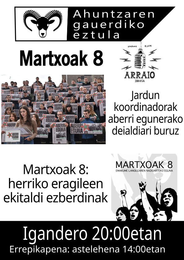 Jardun koordinadora eta martxoaren 8ko herriko ekitaldiak